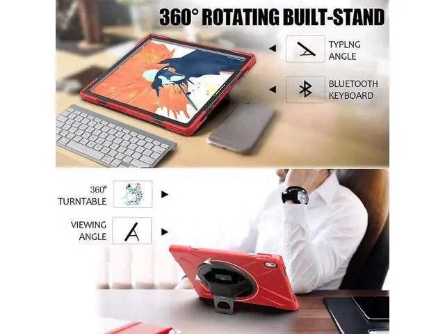 Alt view image 6 of 7 - iPad Pro 12.9 Case 3rd Gen 2018 Heavy Duty Shockproof Protective Case Cover with 360 Degree Rotating Kickstand / Adjustable Hand Strap and Carrying Shoulder Strap for iPad Pro 12.9 3rd Generation