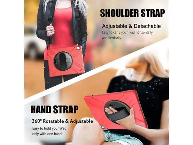 Alt view image 5 of 7 - iPad Pro 12.9 Case 3rd Gen 2018 Heavy Duty Shockproof Protective Case Cover with 360 Degree Rotating Kickstand / Adjustable Hand Strap and Carrying Shoulder Strap for iPad Pro 12.9 3rd Generation