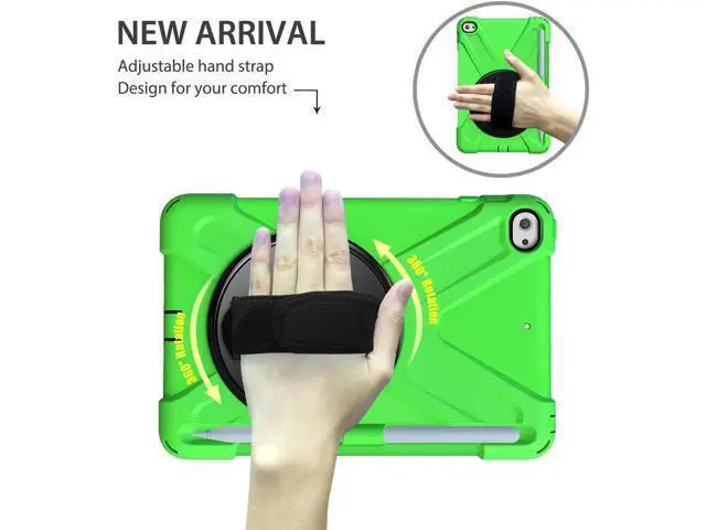 Alt view image 2 of 7 - iPad Mini 5 Case 2019 iPad Mini 4 Case with Pencil Holder Shockproof 360 Degree Rotation Cover with Kickstand Hand Strap Shoulder Strip Protective Case for iPad Mini 5th iPad Mini 4th Generation Green