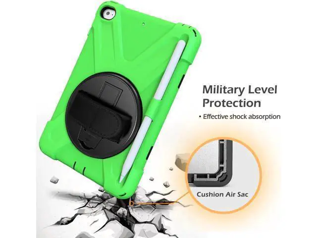 Alt view image 5 of 7 - iPad Mini 5 Case 2019 iPad Mini 4 Case with Pencil Holder Shockproof 360 Degree Rotation Cover with Kickstand Hand Strap Shoulder Strip Protective Case for iPad Mini 5th iPad Mini 4th Generation Green