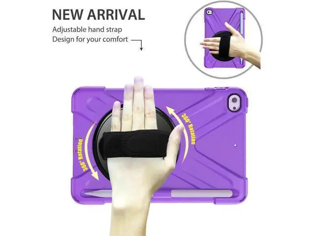 Alt view image 3 of 7 - iPad Mini 5 Case 2019 iPad Mini 4 Case with Pencil Holder Shockproof 360 Degree Rotation Cover with Kickstand Hand Strap Shoulder Strip Protective Case for iPad Mini 5th iPad Mini 4th Generation