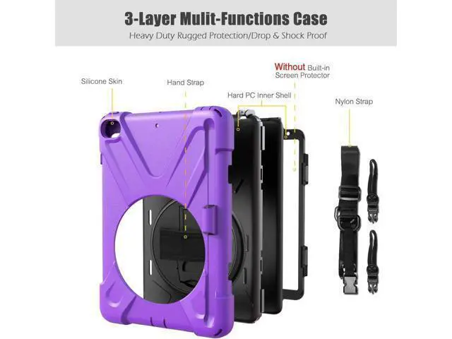 Alt view image 7 of 7 - iPad Mini 5 Case 2019 iPad Mini 4 Case with Pencil Holder Shockproof 360 Degree Rotation Cover with Kickstand Hand Strap Shoulder Strip Protective Case for iPad Mini 5th iPad Mini 4th Generation