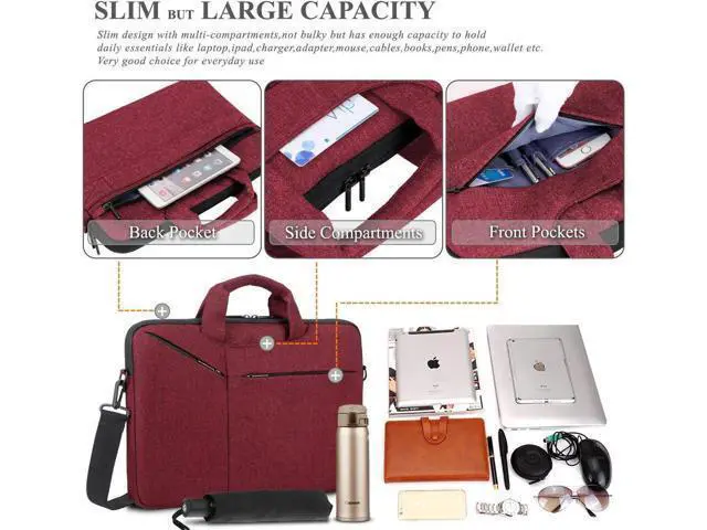 Alt view image 7 of 7 - Laptop Bag 15.6 Inch Water Resistant Briefcase Shoulder Messenger Bag Water Repellent Laptop Bag Satchel Tablet Bussiness Carrying Handbag Laptop Sleeve for Macbook Computer Notebook Women and Men