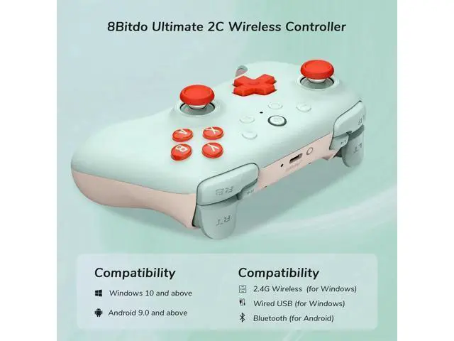 Alt view image 4 of 7 - 8Bitdo Ultimate 2C Wireless Controller for Windows PC and Android, Gamepad with 1000Hz Polling Rate, Remappable L4/R4 Bumpers, Rumble Vibration and Turbo Function Orange