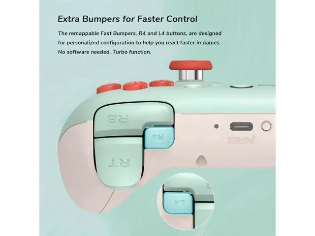 Alt view image 7 of 7 - 8Bitdo Ultimate 2C Wireless Controller for Windows PC and Android, Gamepad with 1000Hz Polling Rate, Remappable L4/R4 Bumpers, Rumble Vibration and Turbo Function Orange