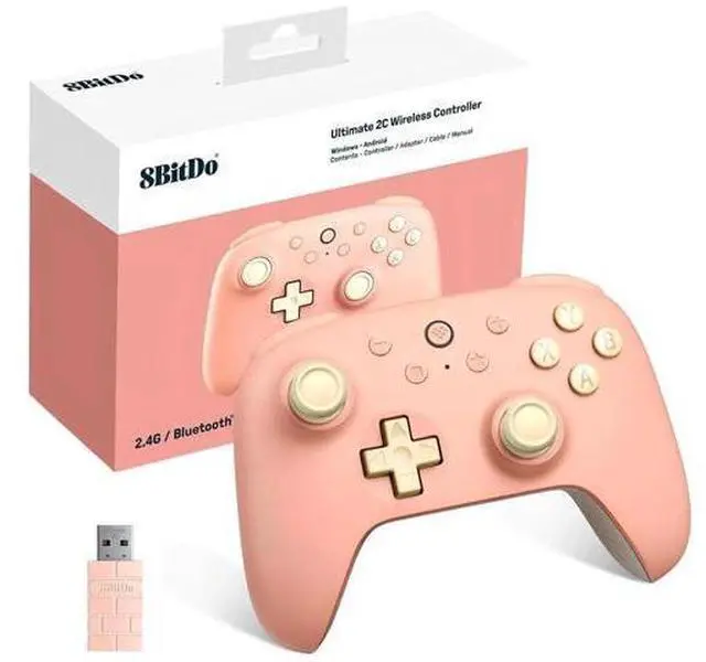 Main image of 8Bitdo Ultimate 2C Wireless Controller for Windows PC and Android, Gamepad with 1000Hz Polling Rate, Remappable L4/R4 Bumpers, Rumble Vibration and Turbo Function Pink