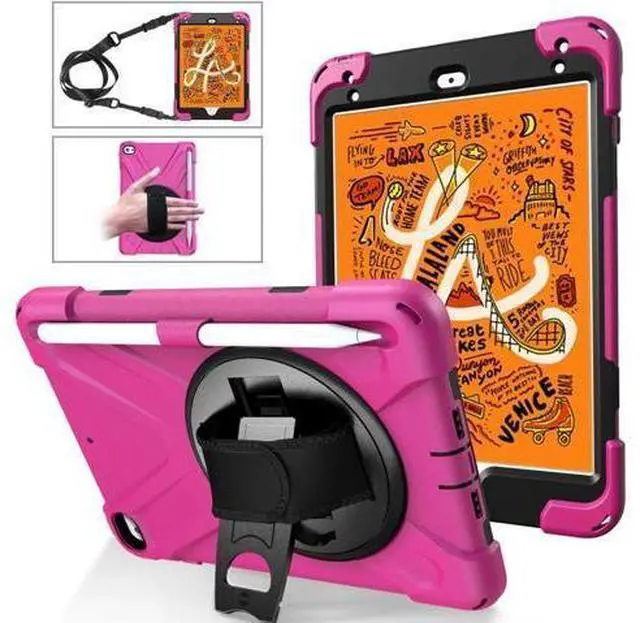 Main image of iPad Mini 5 Case 2019 iPad Mini 4 Case with Pencil Holder Shockproof 360 Degree Rotation Cover with Kickstand Hand Strap Shoulder Strip Protective Case for iPad Mini 5th iPad Mini 4th Generation