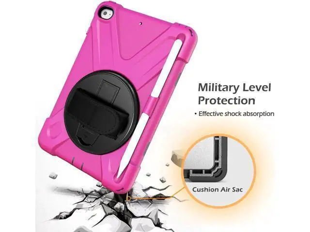 Alt view image 5 of 7 - iPad Mini 5 Case 2019 iPad Mini 4 Case with Pencil Holder Shockproof 360 Degree Rotation Cover with Kickstand Hand Strap Shoulder Strip Protective Case for iPad Mini 5th iPad Mini 4th Generation