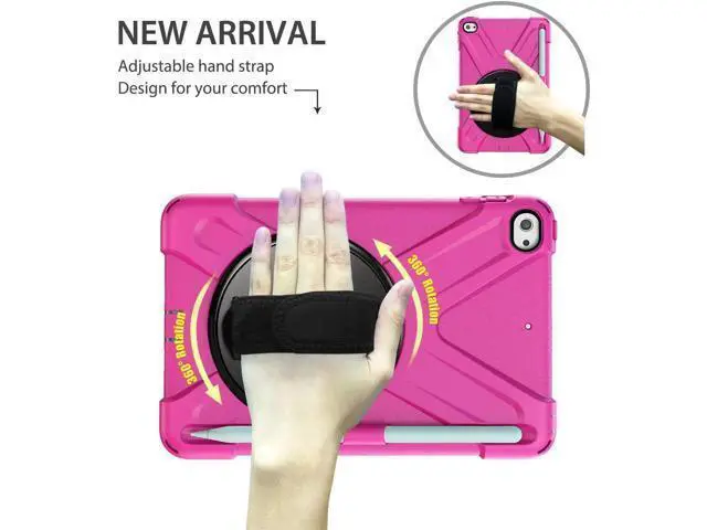 Alt view image 2 of 7 - iPad Mini 5 Case 2019 iPad Mini 4 Case with Pencil Holder Shockproof 360 Degree Rotation Cover with Kickstand Hand Strap Shoulder Strip Protective Case for iPad Mini 5th iPad Mini 4th Generation