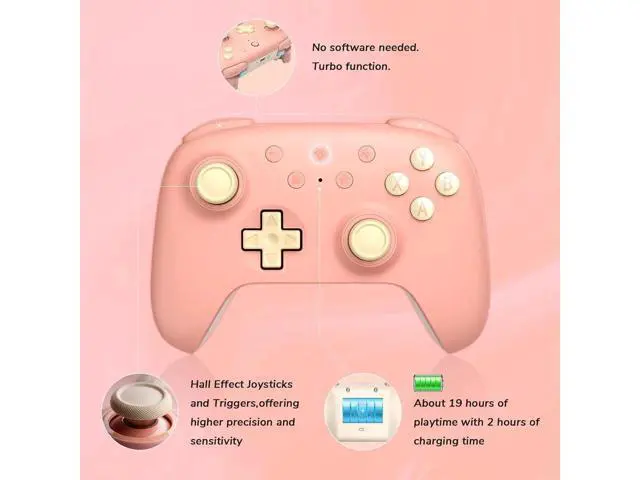 Alt view image 3 of 7 - 8Bitdo Ultimate 2C Wireless Controller for Windows PC and Android, Gamepad with 1000Hz Polling Rate, Remappable L4/R4 Bumpers, Rumble Vibration and Turbo Function Pink