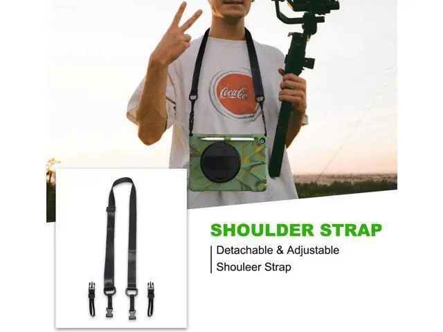 Alt view image 3 of 7 - New iPad 10.2 Case 2019 iPad 7th Generation Case Cover with Pencil Holder / Rotatable Stand / Hand Strap and Shoulder Belt Shockproof Case for iPad 10.2 inch 2019 Tablet A2197 A2198 A2200