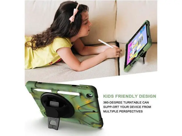Alt view image 6 of 7 - New iPad 10.2 Case 2019 iPad 7th Generation Case Cover with Pencil Holder / Rotatable Stand / Hand Strap and Shoulder Belt Shockproof Case for iPad 10.2 inch 2019 Tablet A2197 A2198 A2200