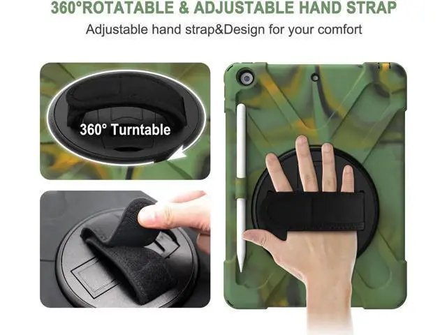 Alt view image 7 of 7 - New iPad 10.2 Case 2019 iPad 7th Generation Case Cover with Pencil Holder / Rotatable Stand / Hand Strap and Shoulder Belt Shockproof Case for iPad 10.2 inch 2019 Tablet A2197 A2198 A2200