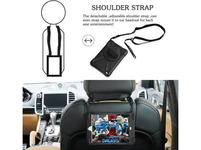 Alt view image 4 of 6 - for iPad Mini 4 Case Three Layer Drop Protection Shockpoof Rugged Heavy Duty iPad Mini 4 Protective Case With a 360 Degree Swivel Stand Hand Strap and a Shoulder Strap for iPad Mini 4 Case