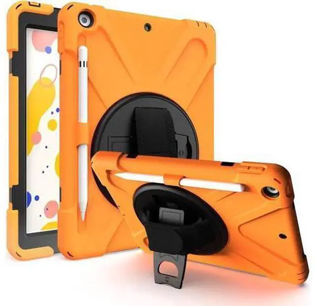 Main image of New iPad 10.2 Case 2019 iPad 7th Generation Case Cover with Pencil Holder / Rotatable Stand / Hand Strap and Shoulder Belt Shockproof Case for iPad 10.2 inch 2019 Tablet A2197 A2198 A2200 Orange