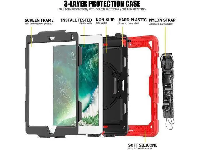 Alt view image 2 of 6 - iPad 9.7 2018 2017 Case iPad Air 2 Case iPad Pro 9.7 Case Heavy Duty Rugged Shockproof Protective Hard Case Cover For for Apple iPad 6th / 5th Generation / iPad Air 2 / iPad Pro 9.7 inch