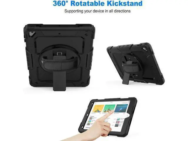 Alt view image 5 of 7 - iPad 9.7 2018 2017 Case iPad Air 2 Case iPad Pro 9.7 Case Heavy Duty Rugged Shockproof Protective Hard Case Cover For for Apple iPad 6th / 5th Generation / iPad Air 2 / iPad Pro 9.7 inch Black