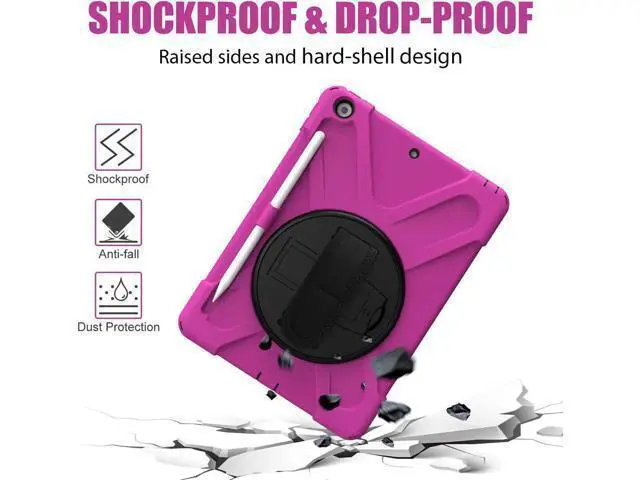 Alt view image 6 of 7 - New iPad 10.2 Case 2019 iPad 7th Generation Case Cover with Pencil Holder / Rotatable Stand / Hand Strap and Shoulder Belt Shockproof Case for iPad 10.2 inch 2019 Tablet A2197 A2198 A2200