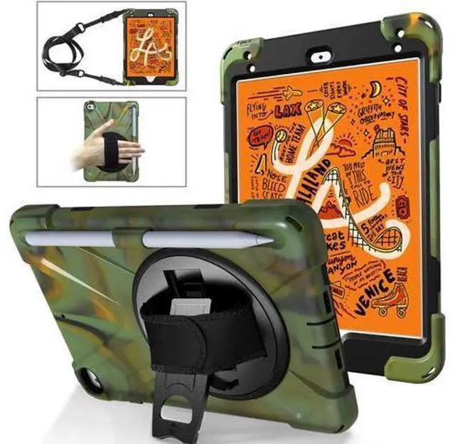 Main image of iPad Mini 5 Case 2019 iPad Mini 4 Case with Pencil Holder Shockproof 360 Degree Rotation Cover with Kickstand Hand Strap Shoulder Strip Protective Case for iPad Mini 5th iPad Mini 4th Generation