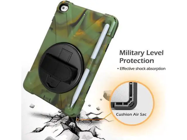 Alt view image 4 of 7 - iPad Mini 5 Case 2019 iPad Mini 4 Case with Pencil Holder Shockproof 360 Degree Rotation Cover with Kickstand Hand Strap Shoulder Strip Protective Case for iPad Mini 5th iPad Mini 4th Generation