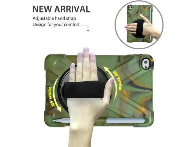 Alt view image 5 of 7 - iPad Mini 5 Case 2019 iPad Mini 4 Case with Pencil Holder Shockproof 360 Degree Rotation Cover with Kickstand Hand Strap Shoulder Strip Protective Case for iPad Mini 5th iPad Mini 4th Generation