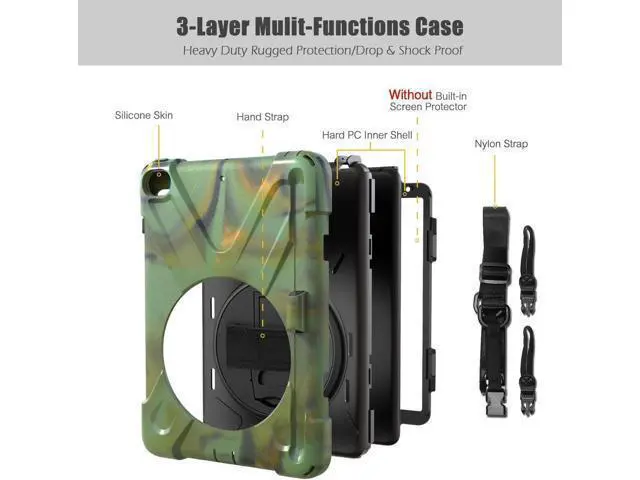 Alt view image 6 of 7 - iPad Mini 5 Case 2019 iPad Mini 4 Case with Pencil Holder Shockproof 360 Degree Rotation Cover with Kickstand Hand Strap Shoulder Strip Protective Case for iPad Mini 5th iPad Mini 4th Generation