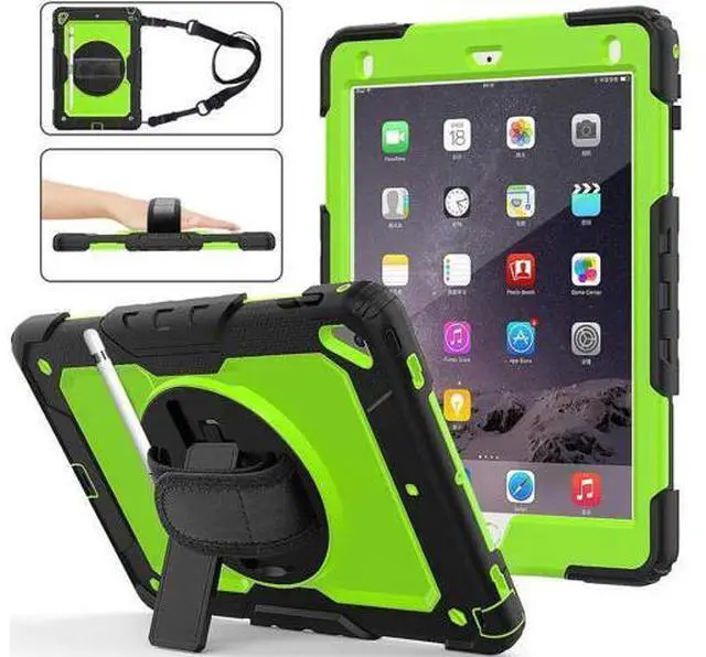 Main image of iPad 6th 5th Generation Case New iPad 9.7 Inch 2018 2017 Case Full-body Shock Proof Hybrid Armor Protective Case Cover with 360 Rotating Stand & Strap for Apple iPad 5th / 6th iPad Air 2 iPad Pro 9.7