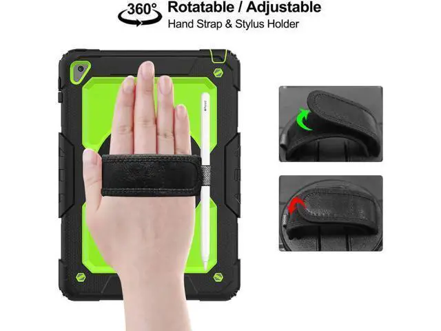 Alt view image 4 of 7 - iPad 6th 5th Generation Case New iPad 9.7 Inch 2018 2017 Case Full-body Shock Proof Hybrid Armor Protective Case Cover with 360 Rotating Stand & Strap for Apple iPad 5th / 6th iPad Air 2 iPad Pro 9.7