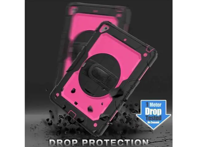 Alt view image 3 of 7 - iPad 9.7 2018 2017 Case iPad Air 2 Case iPad Pro 9.7 Case Heavy Duty Rugged Shockproof Protective Hard Case Cover For for Apple iPad 6th / 5th Generation / iPad Air 2 / iPad Pro 9.7 inch Rose Red