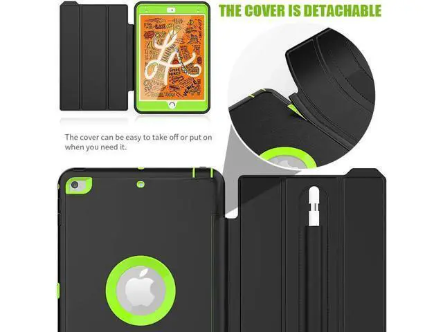Alt view image 4 of 7 - iPad Mini 5 Case iPad Mini 4 Case Smart Case Protective Cover Auto Sleep Wake with Stylus Holder Three Layer Drop Protection Heavy Duty Stand Case for iPad Mini 5th / 4th Gen