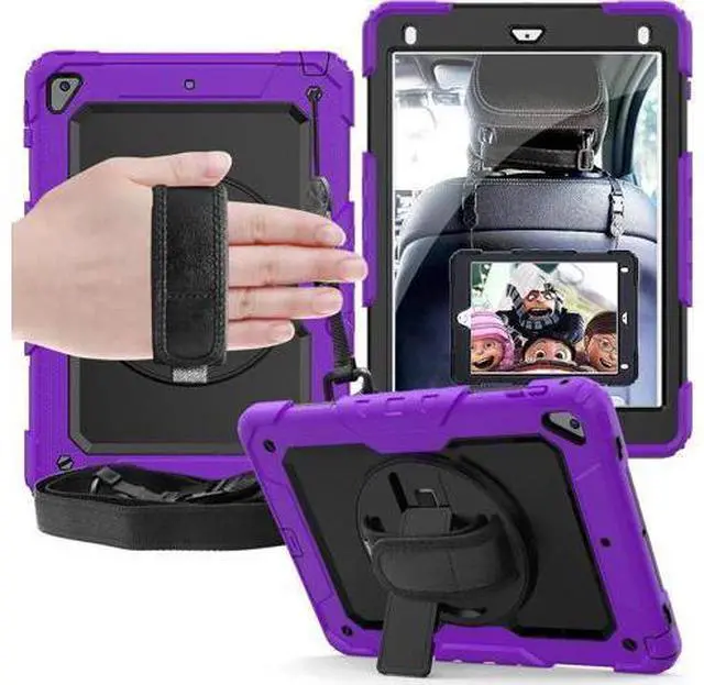 Main image of iPad 6th 5th Generation Case New iPad 9.7 Inch 2018 2017 Case Full-body Shock Proof Hybrid Armor Protective Case Cover with 360 Rotating Stand & Strap for Apple iPad 5th / 6th iPad Air 2 iPad Pro 9.7