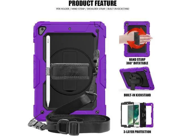 Alt view image 2 of 6 - iPad 6th 5th Generation Case New iPad 9.7 Inch 2018 2017 Case Full-body Shock Proof Hybrid Armor Protective Case Cover with 360 Rotating Stand & Strap for Apple iPad 5th / 6th iPad Air 2 iPad Pro 9.7