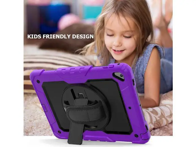Alt view image 3 of 6 - iPad 6th 5th Generation Case New iPad 9.7 Inch 2018 2017 Case Full-body Shock Proof Hybrid Armor Protective Case Cover with 360 Rotating Stand & Strap for Apple iPad 5th / 6th iPad Air 2 iPad Pro 9.7