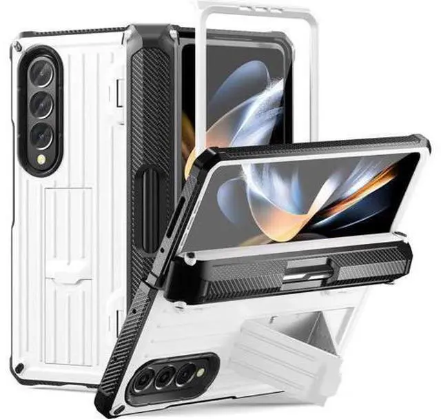 Main image of Case for Samsung Galaxy Z Fold 4 2022 5G, Military-Grade Full-Body Shockproof Rugged Bumper Case Cover with Built-in Screen Protector & Kickstand & S Pen Slot White