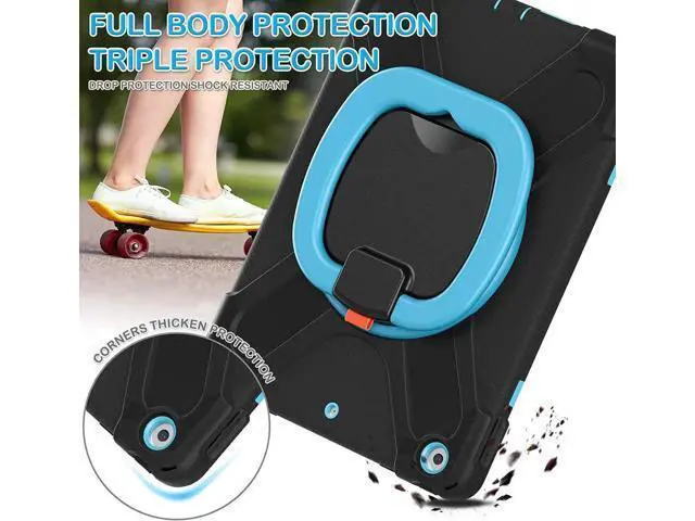 Alt view image 5 of 7 - iPad 8th 7th Generation Case, iPad 10.2 inch Case 2020 2019, Heavy Duty Rugged Kids Cover with Rotating Stand/Pencil Holder/Carrying Strap Blue