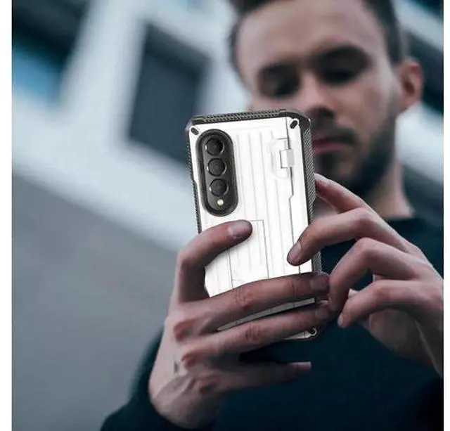Alt view image 6 of 7 - Case for Samsung Galaxy Z Fold 4 2022 5G, Military-Grade Full-Body Shockproof Rugged Bumper Case Cover with Built-in Screen Protector & Kickstand & S Pen Slot White
