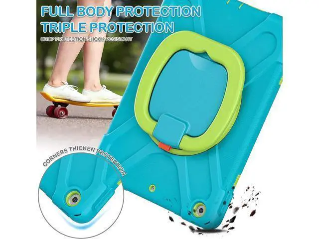 Alt view image 2 of 7 - iPad 8th 7th Generation Case, iPad 10.2 inch Case 2020 2019, Heavy Duty Rugged Kids Cover with Rotating Stand/Pencil Holder/Carrying Strap Light Blue