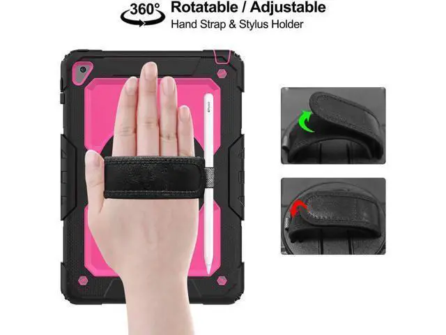 Alt view image 4 of 7 - iPad 6th 5th Generation Case New iPad 9.7 Inch 2018 2017 Case Full-body Shock Proof Hybrid Armor Protective Case Cover with 360 Rotating Stand & Strap for Apple iPad 5th / 6th iPad Air 2 iPad Pro 9.7