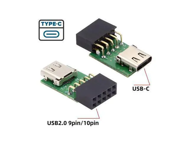 Alt view image 3 of 7 - Single Port USB 3.1 Type C USB-C Female to USB 2.0 Motherboard 9pin 10pin Header Adapter PCBA 480Mbps