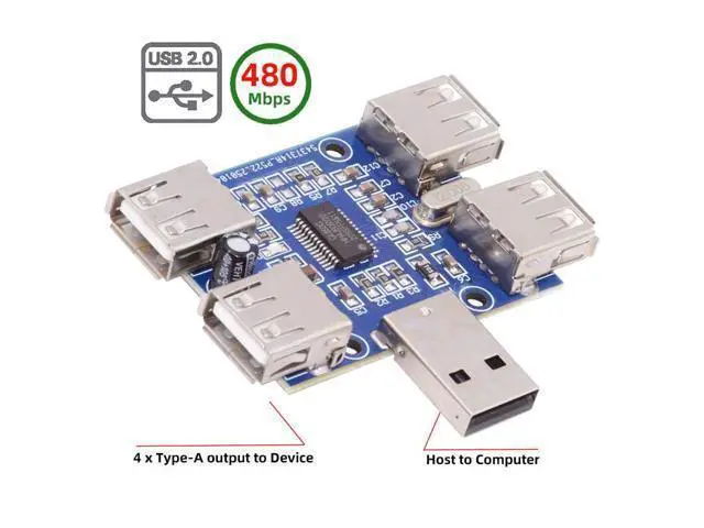 Alt view image 2 of 7 - 4 Port USB 2.0 HUB,USB A 1 to 4 USB 2.0 Splitter Port Multiplier Expansion Adapter for Laptop/Flash Drive/Keyborad/Mouse