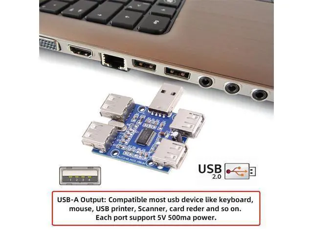 Alt view image 6 of 7 - 4 Port USB 2.0 HUB,USB A 1 to 4 USB 2.0 Splitter Port Multiplier Expansion Adapter for Laptop/Flash Drive/Keyborad/Mouse
