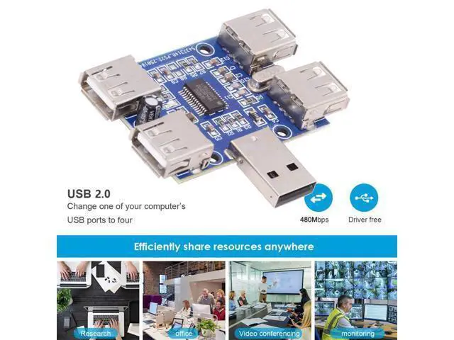 Alt view image 7 of 7 - 4 Port USB 2.0 HUB,USB A 1 to 4 USB 2.0 Splitter Port Multiplier Expansion Adapter for Laptop/Flash Drive/Keyborad/Mouse