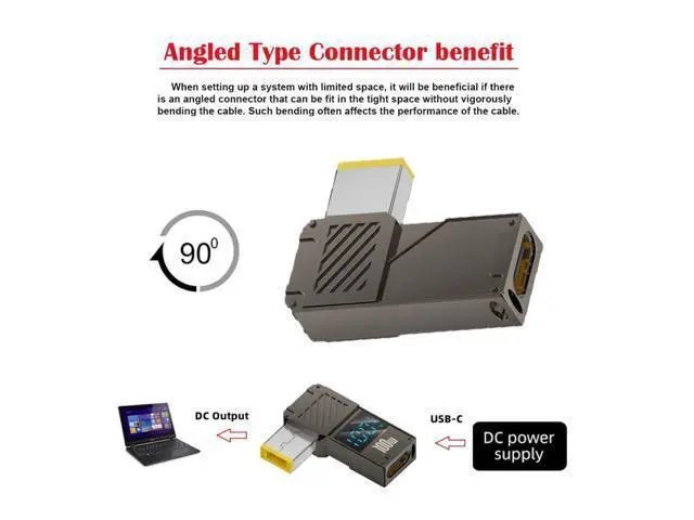 Alt view image 2 of 7 - USB C to DC Adapter,USB C Female to DC 11.0x4.5mm Barrel Jack Plug PD 100W Laptop Fast Charging Adapter with Wattage Display
