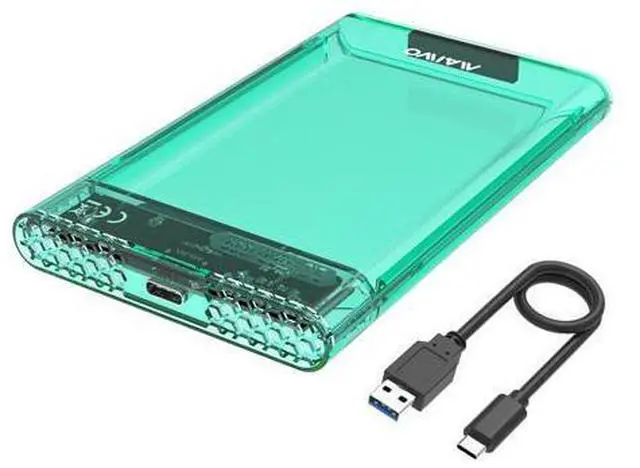 Main image of External Hard Drive Enclosure for 7mm 9.5mm 2.5 inch SATA SSD/HDD, 5Gbps USB C to SATA Adapter Storage Case, 6TB Capacity (Green)
