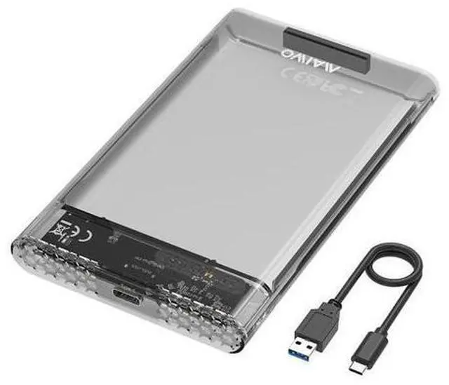 Main image of External Hard Drive Enclosure for 7mm 9.5mm 2.5 inch SATA SSD/HDD, 5Gbps USB C to SATA Adapter Storage Case, 6TB Capacity (Black)