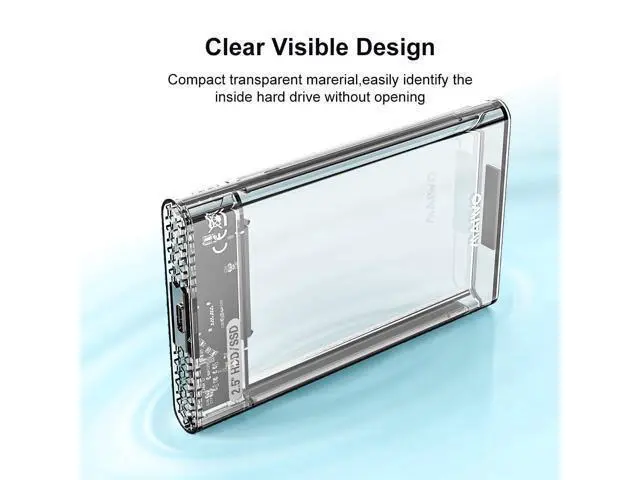Alt view image 7 of 7 - External Hard Drive Enclosure for 7mm 9.5mm 2.5 inch SATA SSD/HDD, 5Gbps USB C to SATA Adapter Storage Case, 6TB Capacity (Black)