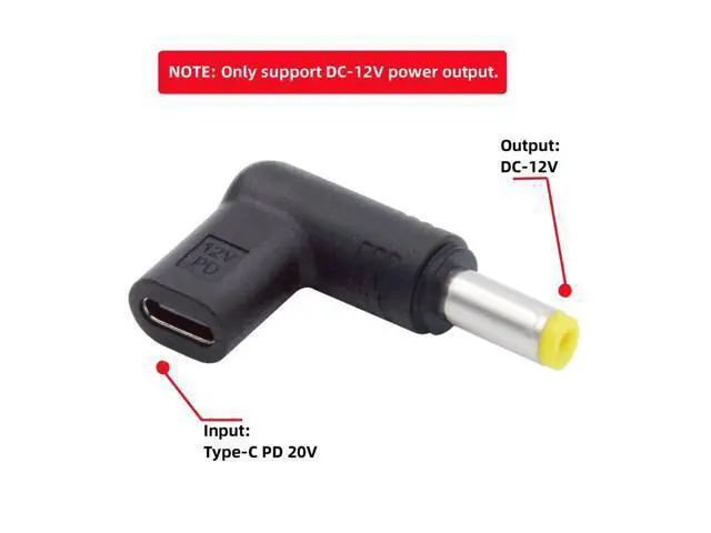 Alt view image 3 of 7 - USB 3.1 Type C USB-C Female to DC 12V 5.5x2.5mm Plug Adapter PD Emulator Trigger 90 Degree Angled