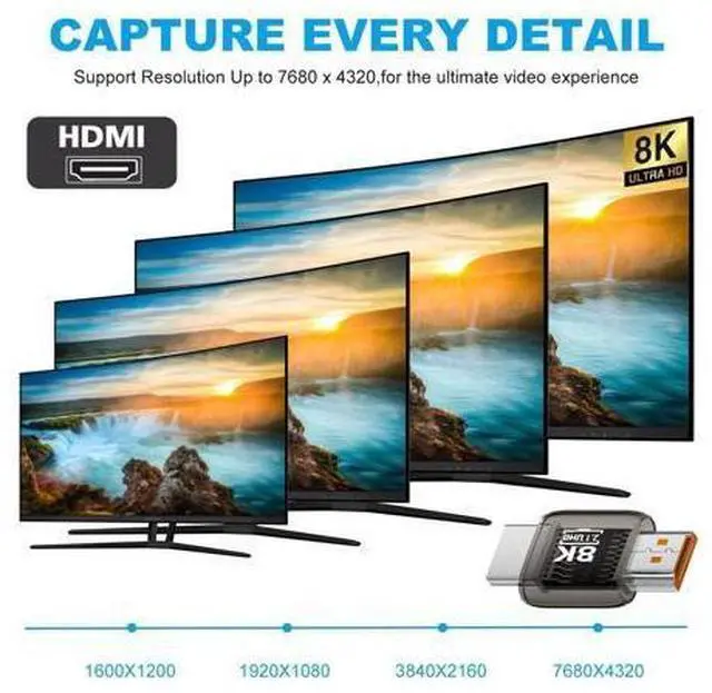 Alt view image 4 of 7 - HDMI Male to HDMI 2.1 Male UHD Extension Adapter Extender Transparent with Smart LED Light Support 8K 60hz HDTV