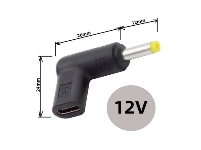 Alt view image 6 of 7 - USB 3.1 Type C USB-C Female to DC 12V 4.0x1.7mm Plug Adapter PD Emulator Trigger 90 Degree Angled