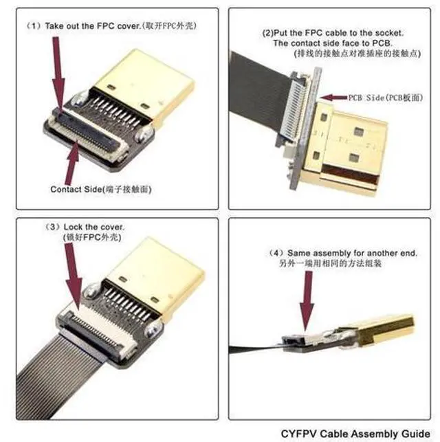 Alt view image 3 of 7 - CYFPV FPV HDMI Male to Up Angled 90D HDMI Male HDTV FPC Flat Cable for FPV HDTV Multicopter Aerial Photography
